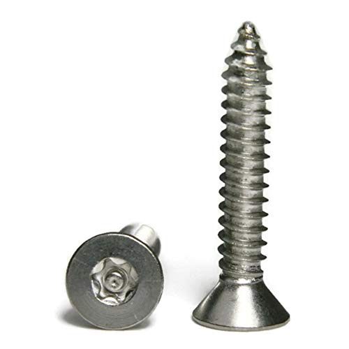 Security Screw, #10 X 1", Torx Flat Head Sheet Metal Screw, Self Tapping, with Pin
