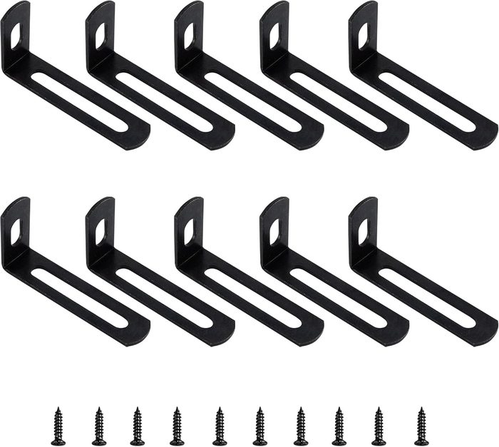 2"x1"x0.5" Adjustable Right Angle Brackets Metal L Bracket Heavy Duty 90 Degree Corner Fastener L-Shape Corner Brace Support Black Shelf Bracket