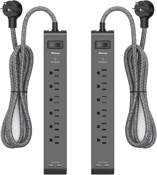 Surge Protector, US Plug, 6 Outlets, 2 USB