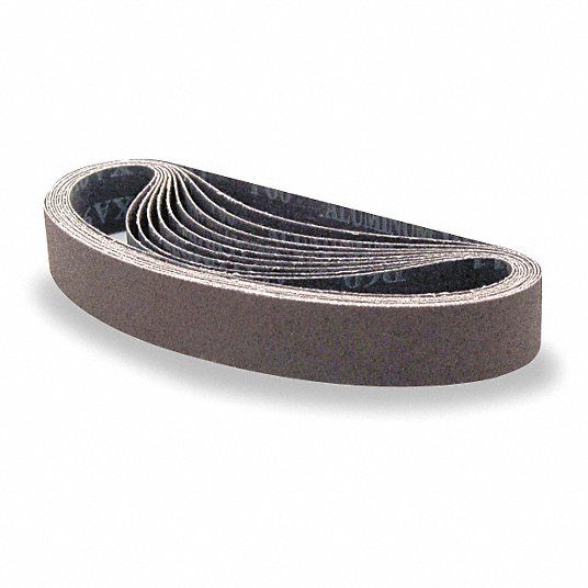 Sanding Belt: 1 1/8 in W x 21 in L, Aluminum Oxide