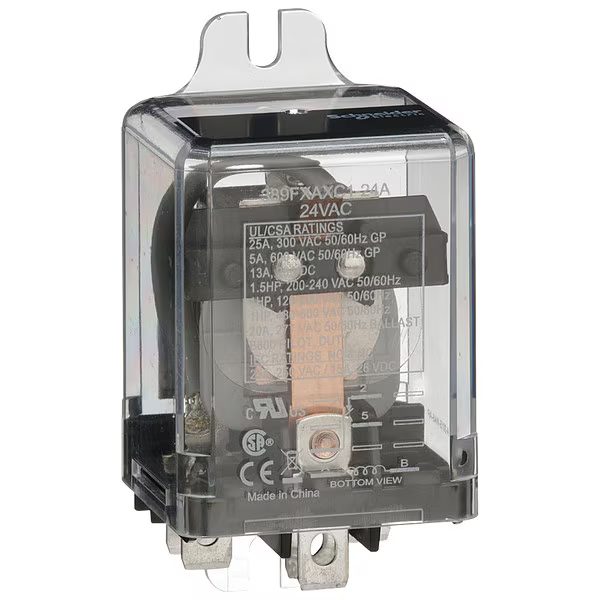 Flange Mount, Enclosed Power Relay, Square, 25 A, 5 Pins