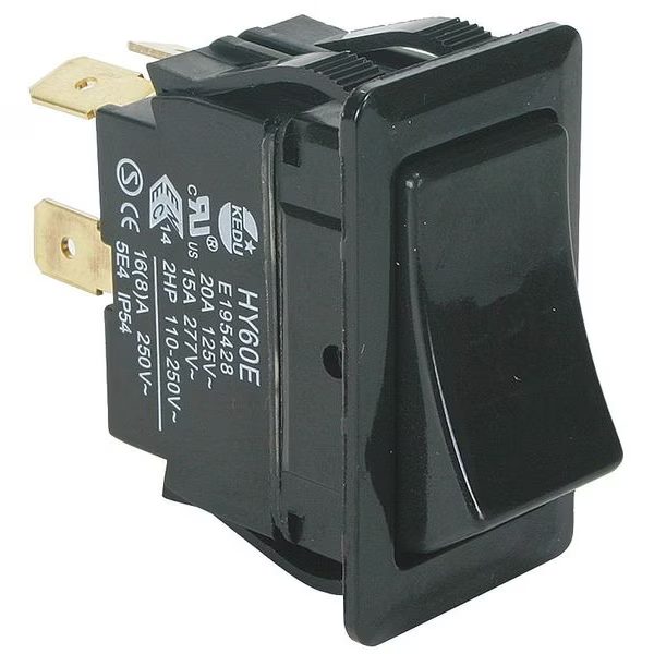 Rocker Switch, Non-Illuminated, Black, On/Off, DPST