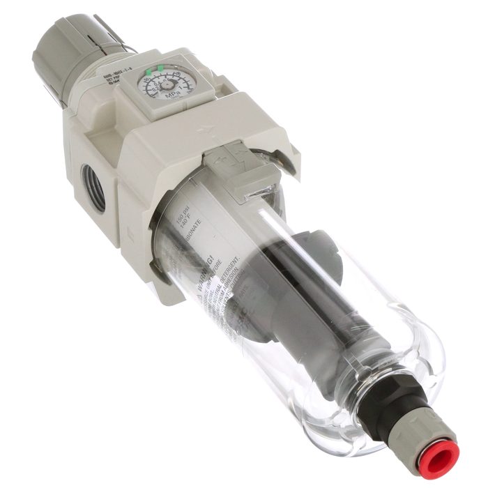 AF Modular Style Air Filter, 1/2 NPT Ports, Metal Bowl, Automatic (Normally Closed) Drain
