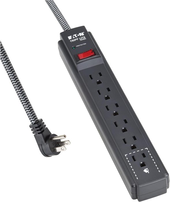 6 Outlet Surge Protector 15A 120V with Flat Rotating Plug