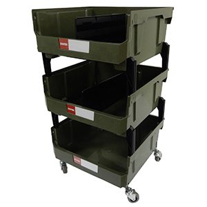 Shopsol Parts Bins, 3 Tier with Casters