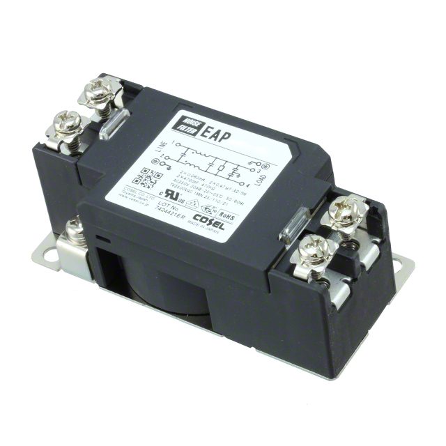 Single Phase EMC/EMI Line Filter, 3A 250V Single Stage Terminal Block