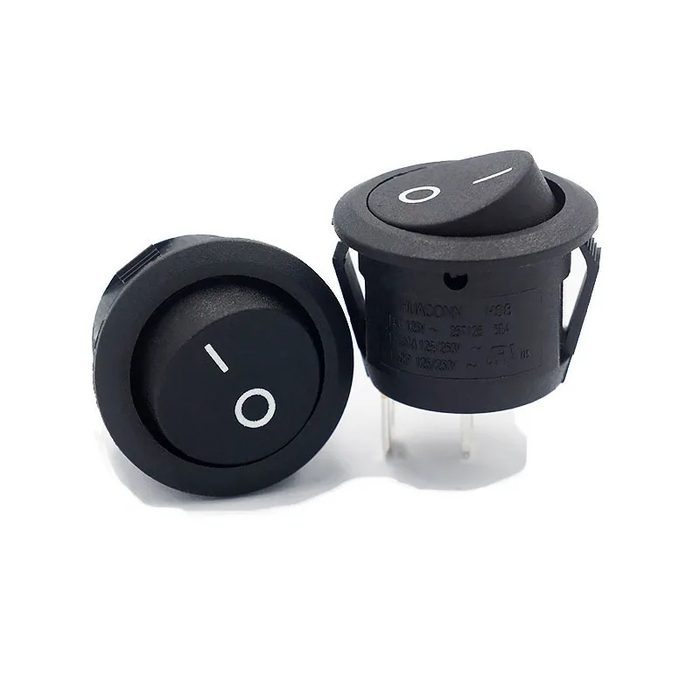 Black Rocker Switch 2 Pin Mini round Toggle 3A 250V