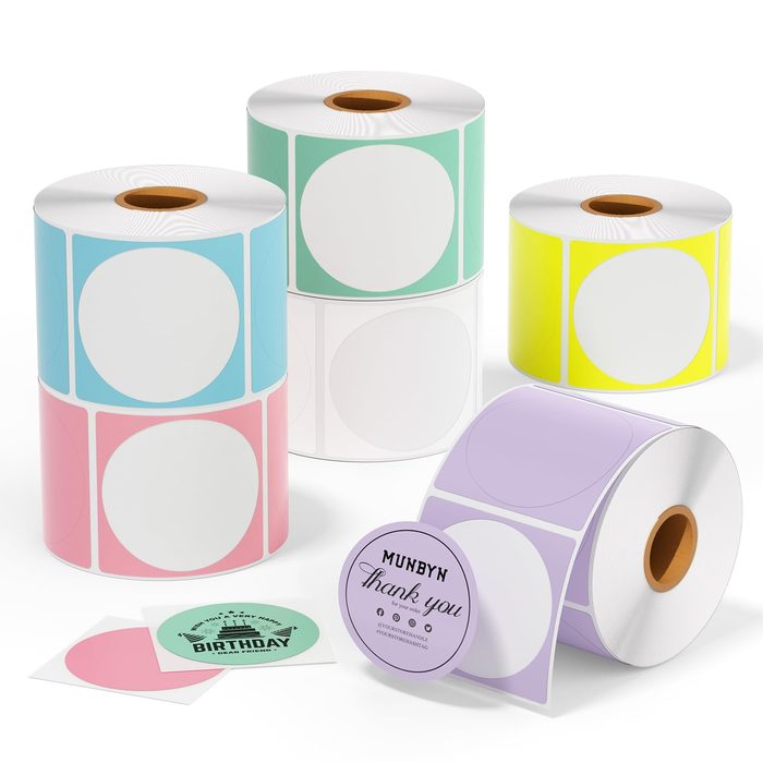 Thermal Sticker Labels, 2 Inch Circle, Self-Adhesive Round