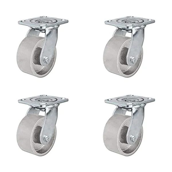 4" Heavy Duty Semi Steel Cast Iron Swivel Casters, 4,000 lb Capacity