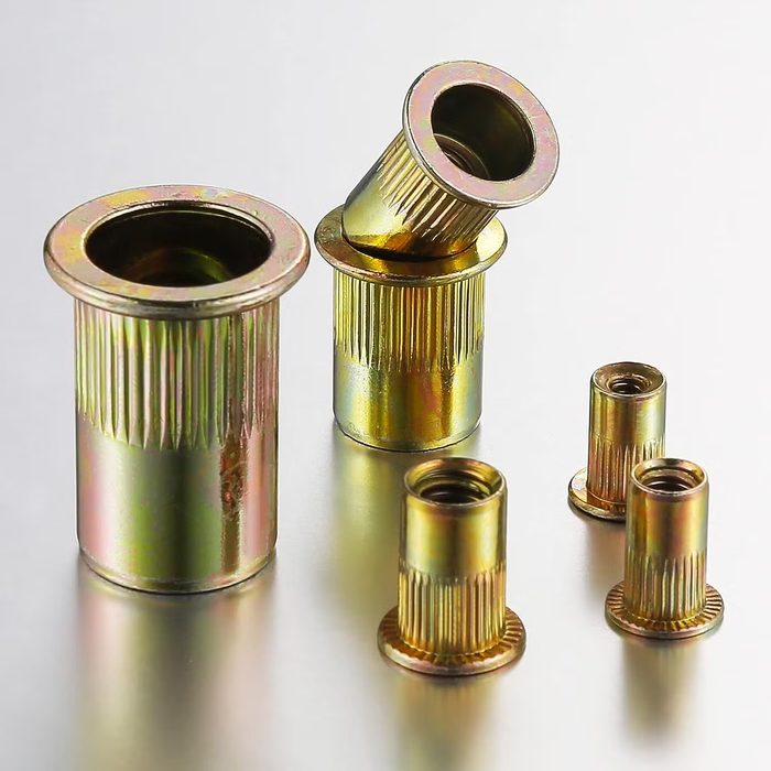 M5-0.8 3.30mm - 5.70mm Grip Range Yellow Zinc Flat Head Rivet Nut