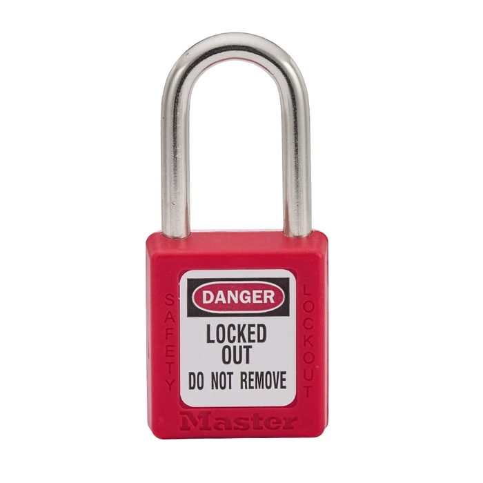 1-7/8" ORG SAFETY LOCKOUT PADLOCK, Keyed Different, Thermoplastic, Steel Shackle, Red