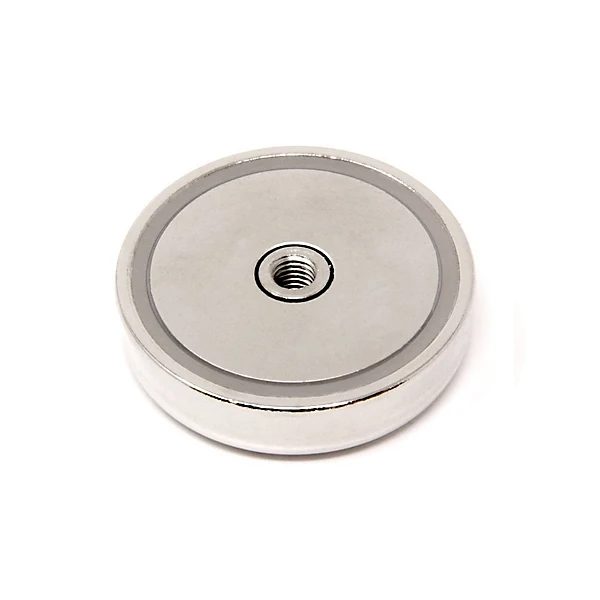 N42 Neodymium Pot Magnet with M8 Internal Thread, 3 in. Dia, 441lbs Pull