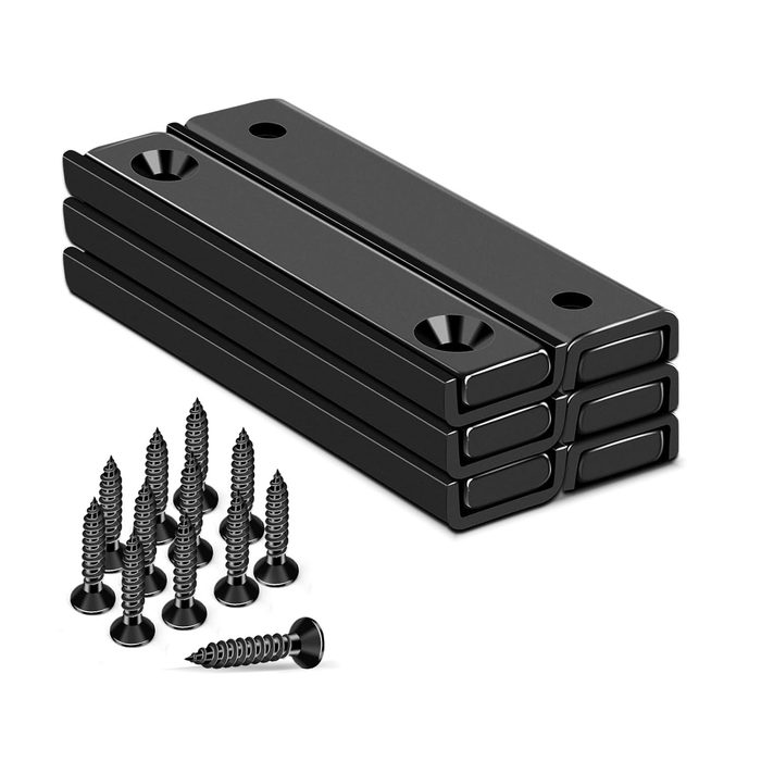 Rectangular Neodymium Pot Magnets 80lb Strong Bar Magnets with Hole
