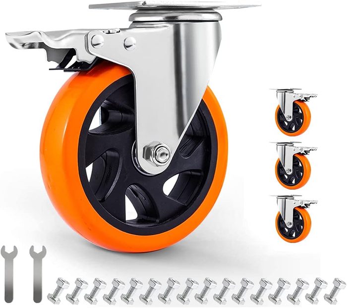 5 inch Swivel Plate Casters Wheels with Screw Safety Dual Locking