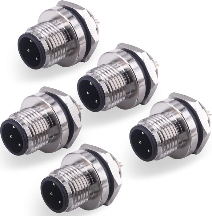M12 Connector 4 Pin T Code Welding Pcb Contact Panel Mount Signal Male Female Protect Cover Connector