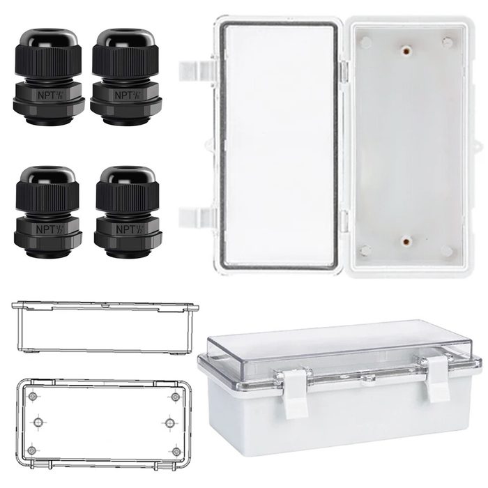 Plastic Electrical Enclosure Box Clear Cover Hinged Project Case IP65 Waterproof