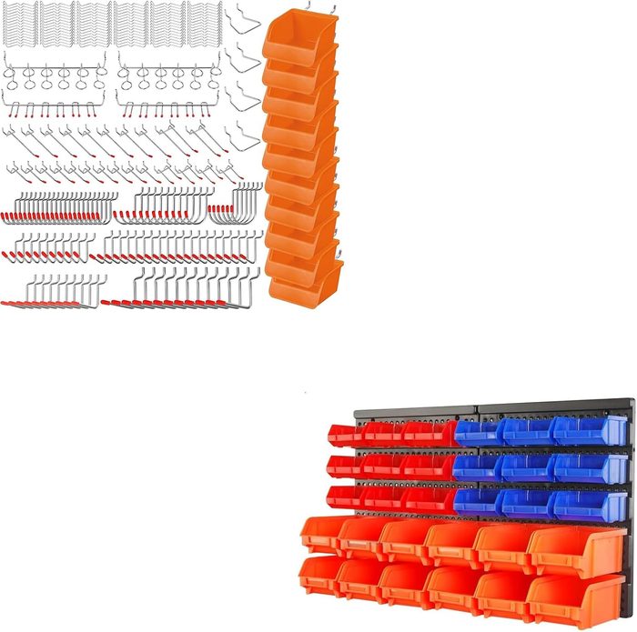 Wall Mounted Storage Bins Parts Rack