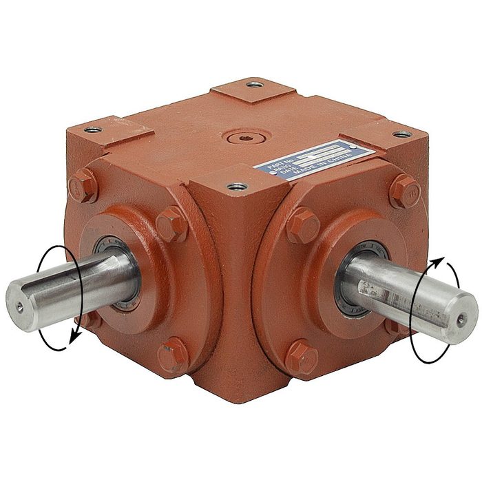 1:1 Right Angle Gearbox 32 HP Same Rotation Keyed Shafts