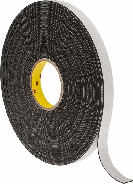 Black Double-Sided Foam Tape: 1/2" Wide, 5 yd Long, 45 mil Thick
