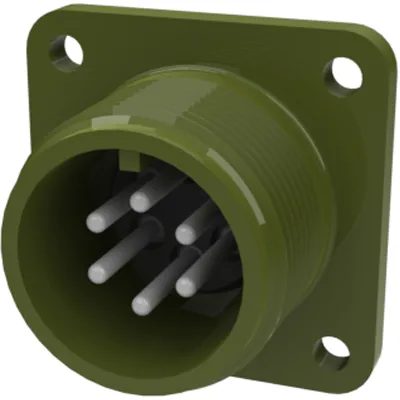 MS3102A14S-6P Circular Connector Pin, General Duty, Non-Environmental, Threaded Coupling, Solder Termination, Box Mounting Receptacle, 14S-6 Shell Size, 6 Contacts