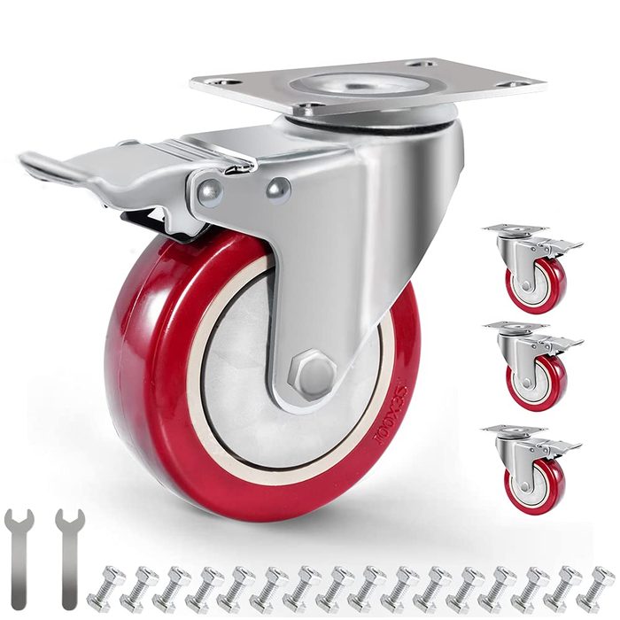 Locking Casters Heavy Duty Wheels with Flat Plate