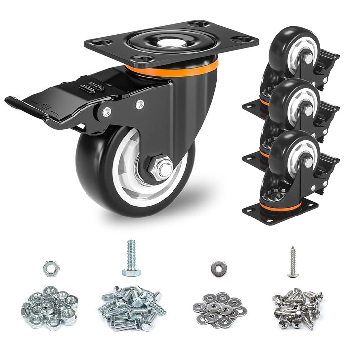 3 Inches Caster Wheels Locking Casters with Brake Swivel Plate Casters