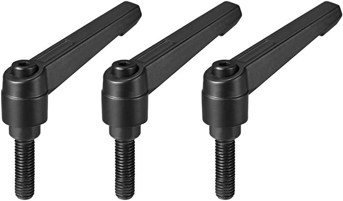 M8 x 25mm Handle Adjustable Clamping Lever Thread Push Button Ratchet Male Threaded Stud Knobs Locking Rotating Screw Handles Quick Release Bolt Black