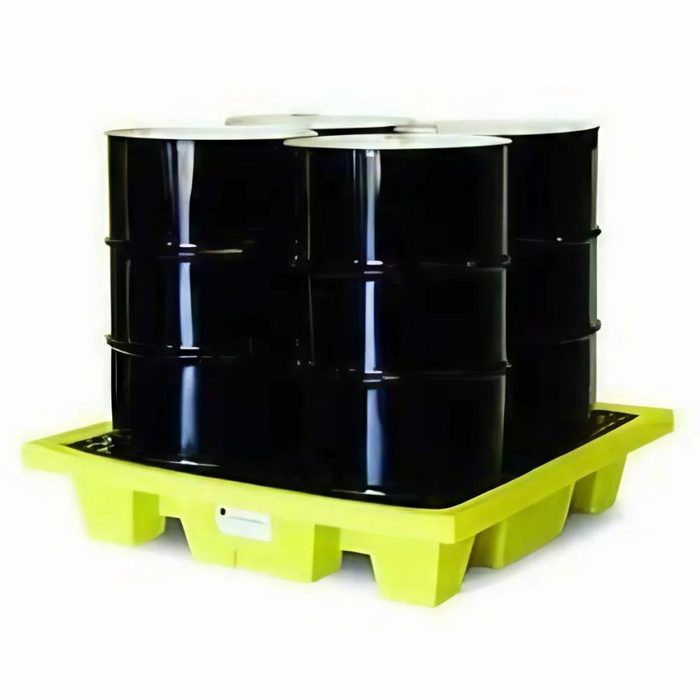 Yellow EcoPolyBlend™ 4 Drum In-Line Spill Containment Pallet