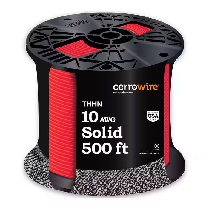 THHN Wire, 10 AWG, Solid Core, 500' Long