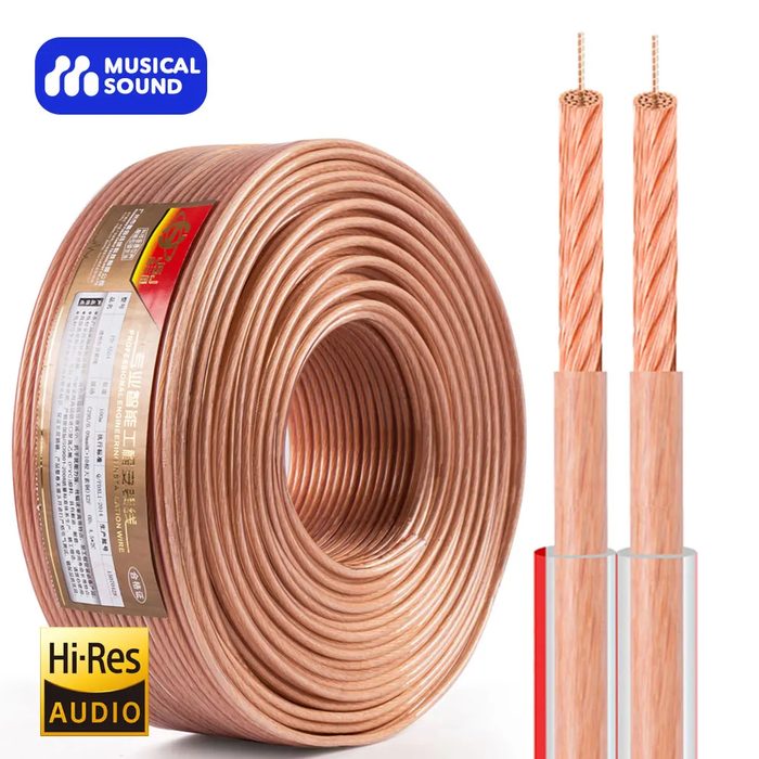 Oxygen-Free Pure Copper Audio Speaker Wire with Male Connectors
