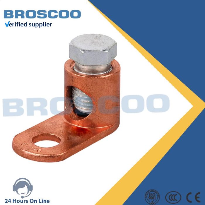 Square Ring Terminal: Non-Insulated, 6 AWG, Crimp Connection, 3/8" Stud Size