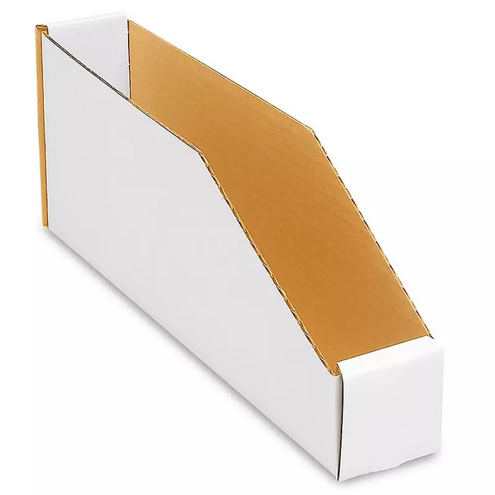 Corrugated Parts Bins, White, 2 x 12 x 4 1/2"