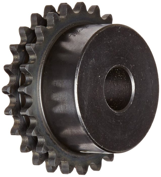 Roller Chain Sprocket, Hardened Teeth, Reboreable, Type B Hub, Double Strand