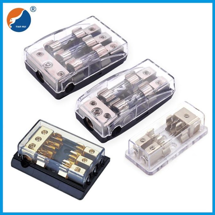 3 Way AGU Fuse Holder Panel Mount with Copper Terminal Block