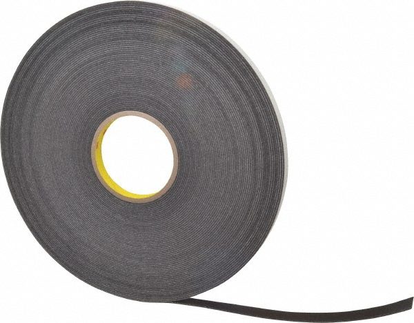 Black Double-Sided Polyethylene Foam Tape: 1/2" Wide, 36 yd Long, 1/16" Thick
