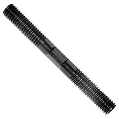 Double-End Threaded Stud, 1/2"-13 Thread to 1/2"-13 Thread, 3 in Overall Length, Black Oxide Finish