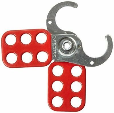 Lockout Hasp, 1-1/2" Jaw, 5"L, Red/Silver Steel