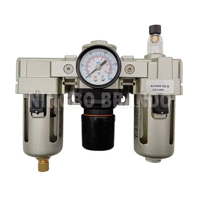 Pneumatic FRL Air Filter Regulator Lubricator Manual Drain 1/4-3/4 Inch MIDI MINI Type