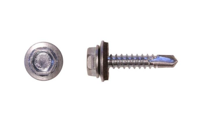 10 x 1 Hex Self Tapping Tek Screws with Rubber Washer