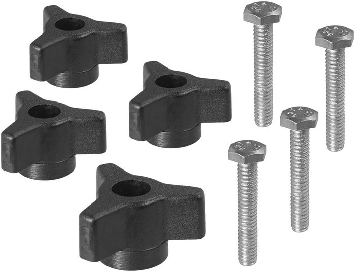 Black Plastic Star Knob and Bolt, 1/4 x 20