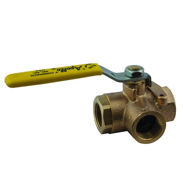1/2" FNPT Bronze Ball Valve 3-Way