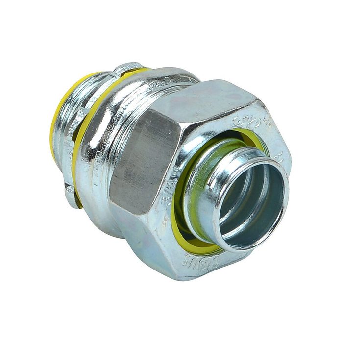 Liquid-tight Fitting: 3/4in ID, straight, insulated, for LFMC and NM-Type B electrical conduit