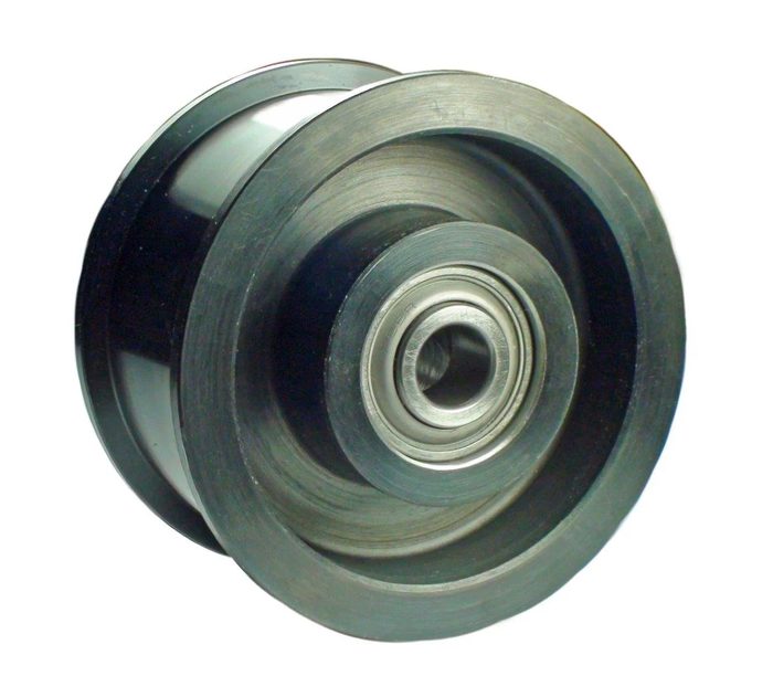 Flat Belt Flanged Pulley Idler, 7" OD, Needle Bearing