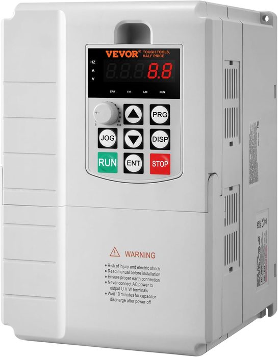 VFD 10HP, 7.5KW, 34A, 1 Phase 220V-240V Input to 3 Phase 220V-240V Output Variable Frequency Drive