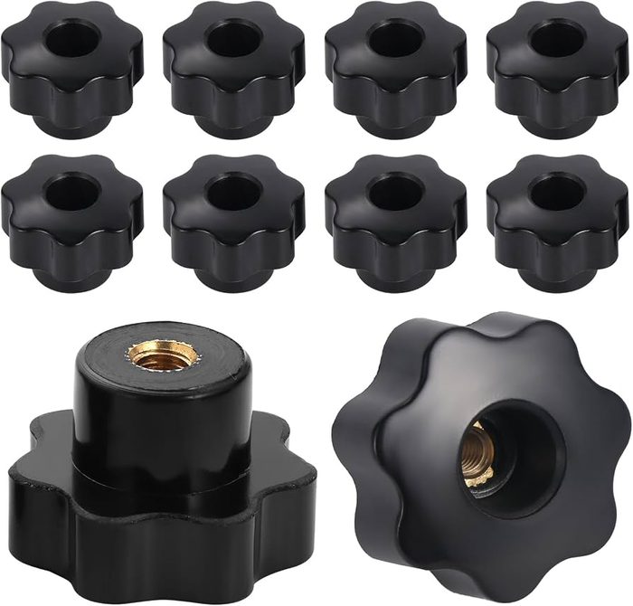 M6 7 Star Knob Knurled Thread Clamping Knob, Star Shape Hand Knobs Black Plastic Screw-on Clamping Star Knob Handle