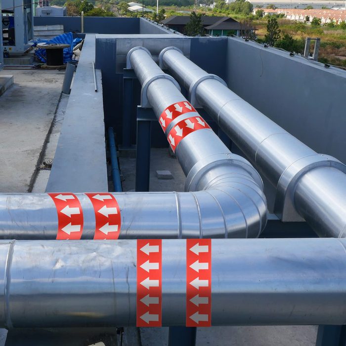 Pipe Flow Markers Label Stickers with Arrows