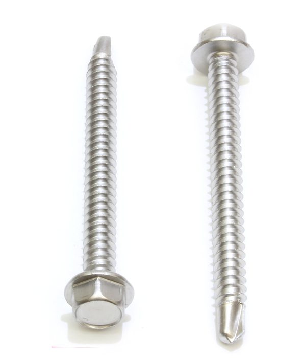 Self-Drilling Screw, 14 x 3", Hex - Unslotted Drive Indented Hex Washer Head