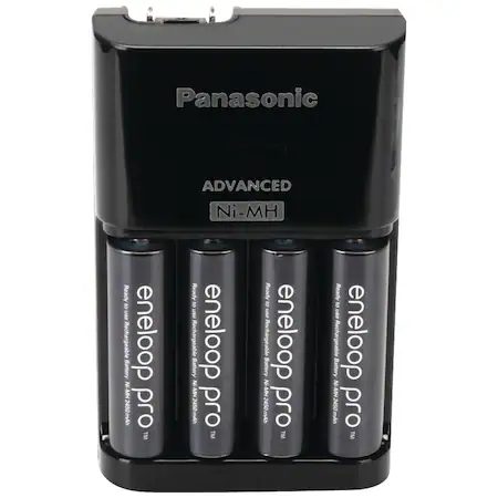 Advanced Individual Cell Battery Charger Pack with 4 AA eneloop pro High Capacity Ni-MH Rechargeable Batteries