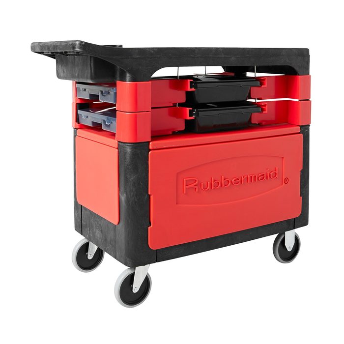 Trades Tool Utility Cart with Locking Cabinet, 2 Parts Boxes & 4 Parts Bins