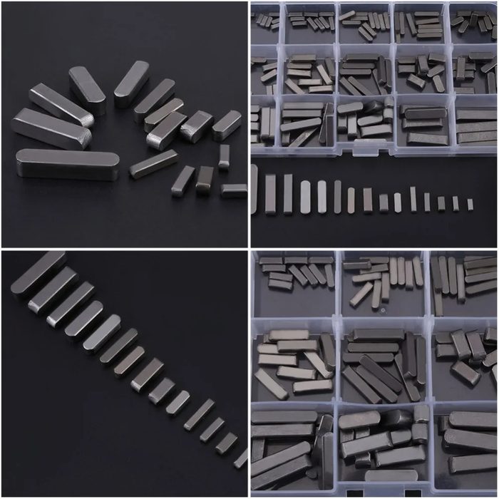 Maoxun Carbon Steel Round Ended Feather Key Set, 3mm 4mm 5mm 6mm
